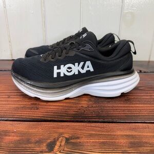 HOKA One One Bondi 8 Black Running Shoes Women’s 8.5 Wide (D) Max Cushion